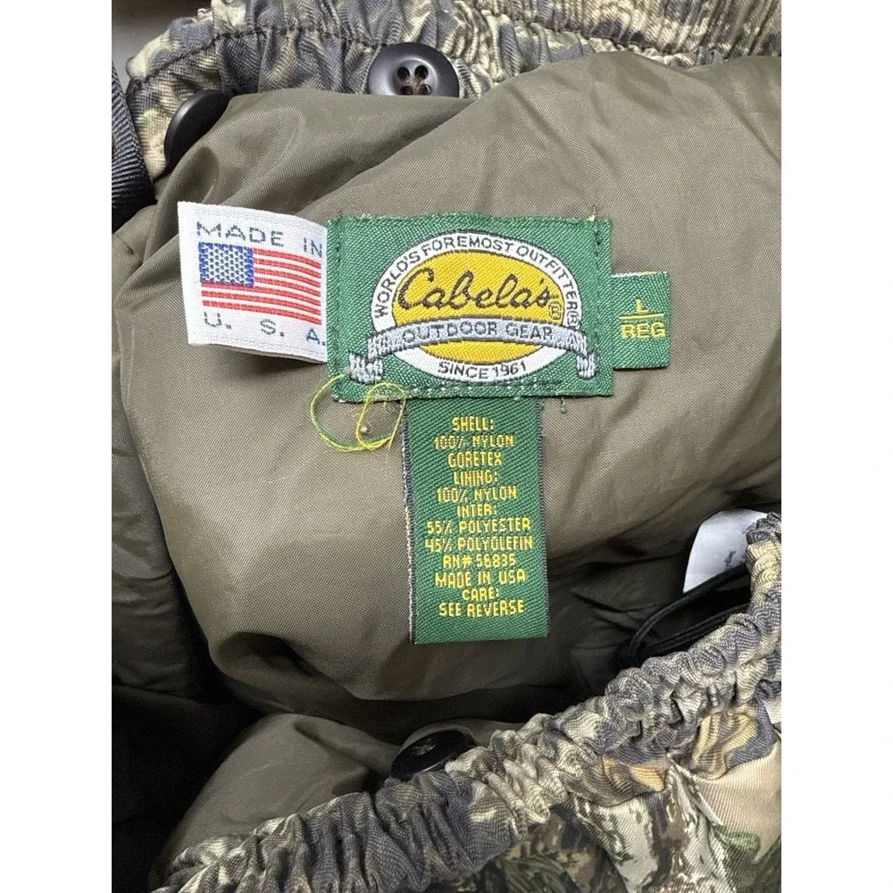 Vintage Cabelas Gore Tex Thinsulate Realtree Camo Hunting Pants Mens L USA